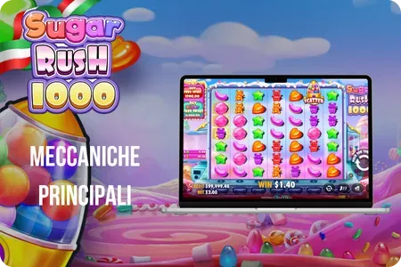 Griglia 7x7 di Sugar Rush 1000 con simboli a grappolo